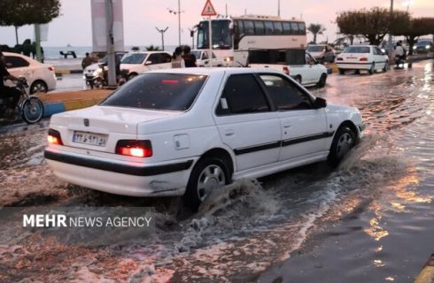 آبگرفتگی خیابان ها در دیّر