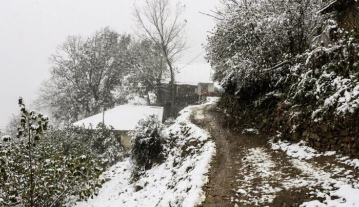 بارش برف در روستای اره چاک اشکور