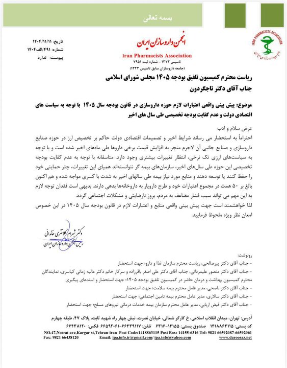 حجم مطالبات داروخانه ها به ۵۰ همت رسید+نامه