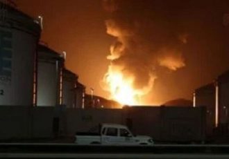 حملات پهپادی و آتش سوزی گسترده تاسیسات شرکت‌های آمریکایی در بصره