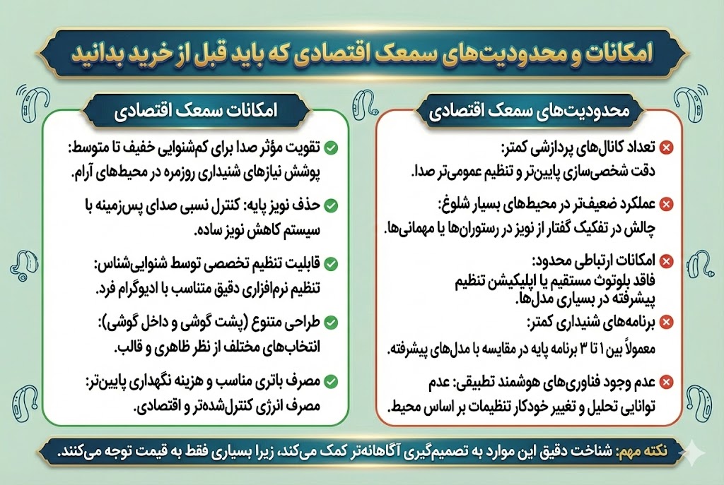 امکانات و محدودیت های سمعک اقتصادی