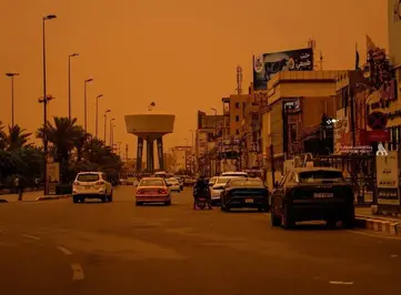 تصاویر آخرالزمانی از آسمان سرخ در بغداد+ عکس