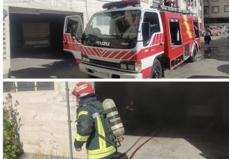 آتش‌سوزی خودرو در پارکینگ ساختمانی در کرمانشاه مهار شد