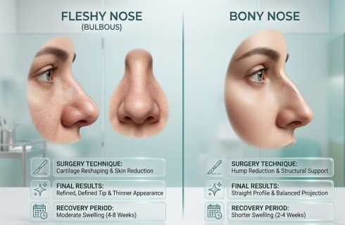 تفاوت بینی گوشتی و استخوانی چیست؟ مقایسه جراحی، نتیجه و دوره نقاهت